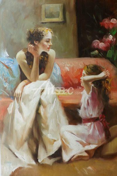 399x600 Mother And Daughter Oil Painting - Mother And Daughter Oil Painting