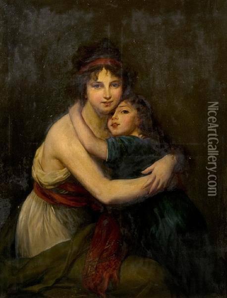 458x600 Mother And Daughter Oil Painting Reproduction By Elisabeth Vigee - Mother And Daughter Oil Painting