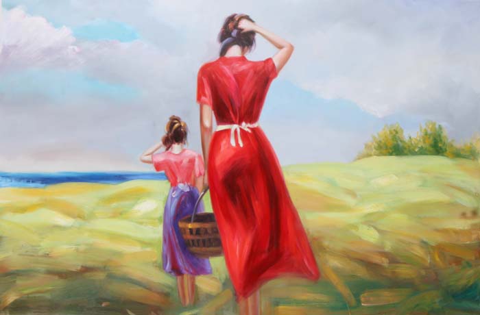 700x460 Mother And Daughter Oil Painting 24x36 Id4706 - Mother And Daughter Oil Painting