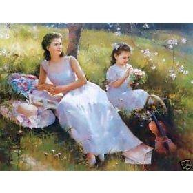 280x280 Beautiful Thought . Feminine Art Art - Mother And Daughter Oil Painting
