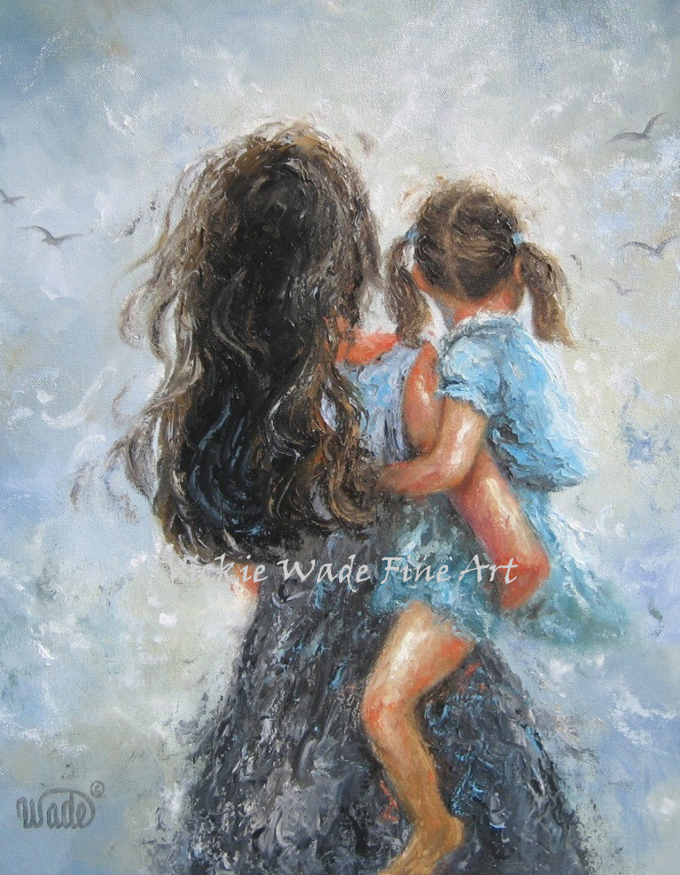 768x989 Mother Daughter Art Print Mother Paintings Mom Little - Mother And Daughter Painting