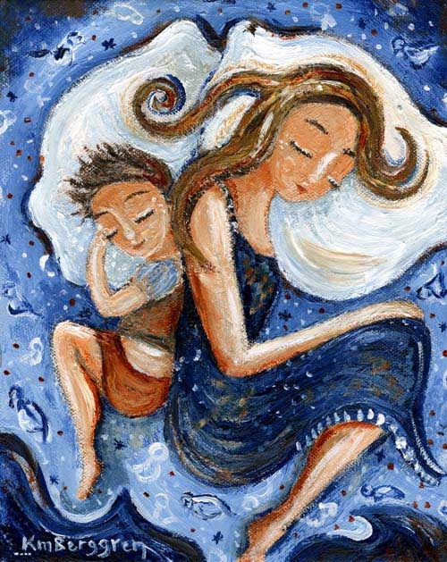 500x629 Print On Canvas, Archival, Cosleep, Mother Daughter, Mother - Mother And Daughter Painting