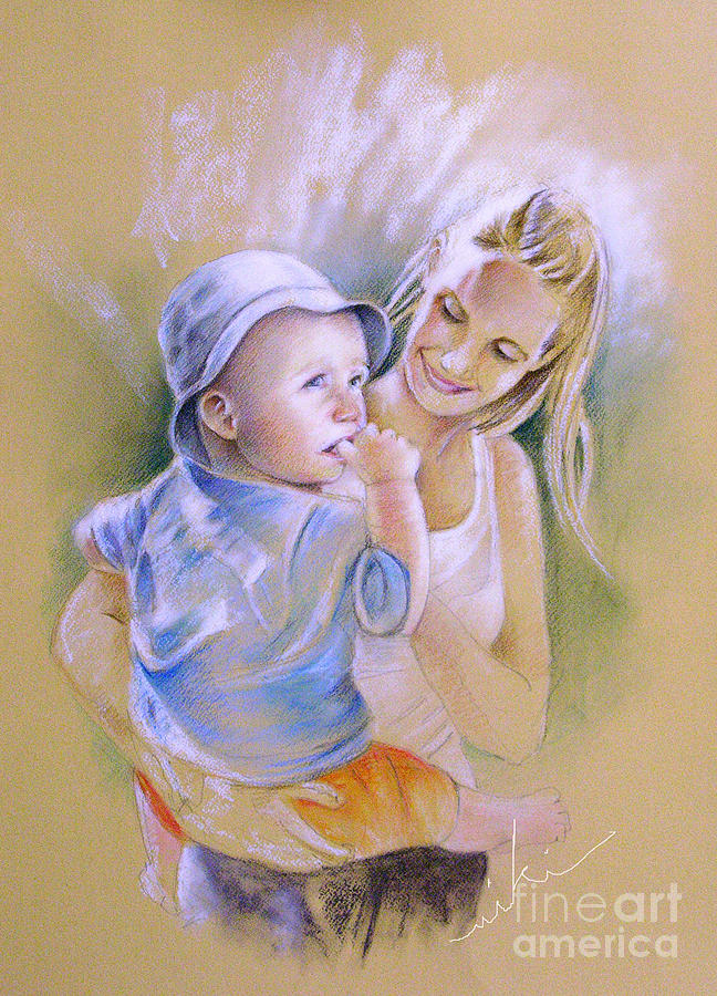 648x900 Mother And Son Painting By Miki De Goodaboom - Mother And Son Painting
