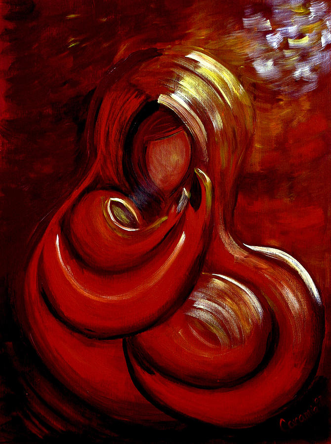 670x900 Mom And Baby Ii Painting By Charlotte Smith - Mother Baby Painting