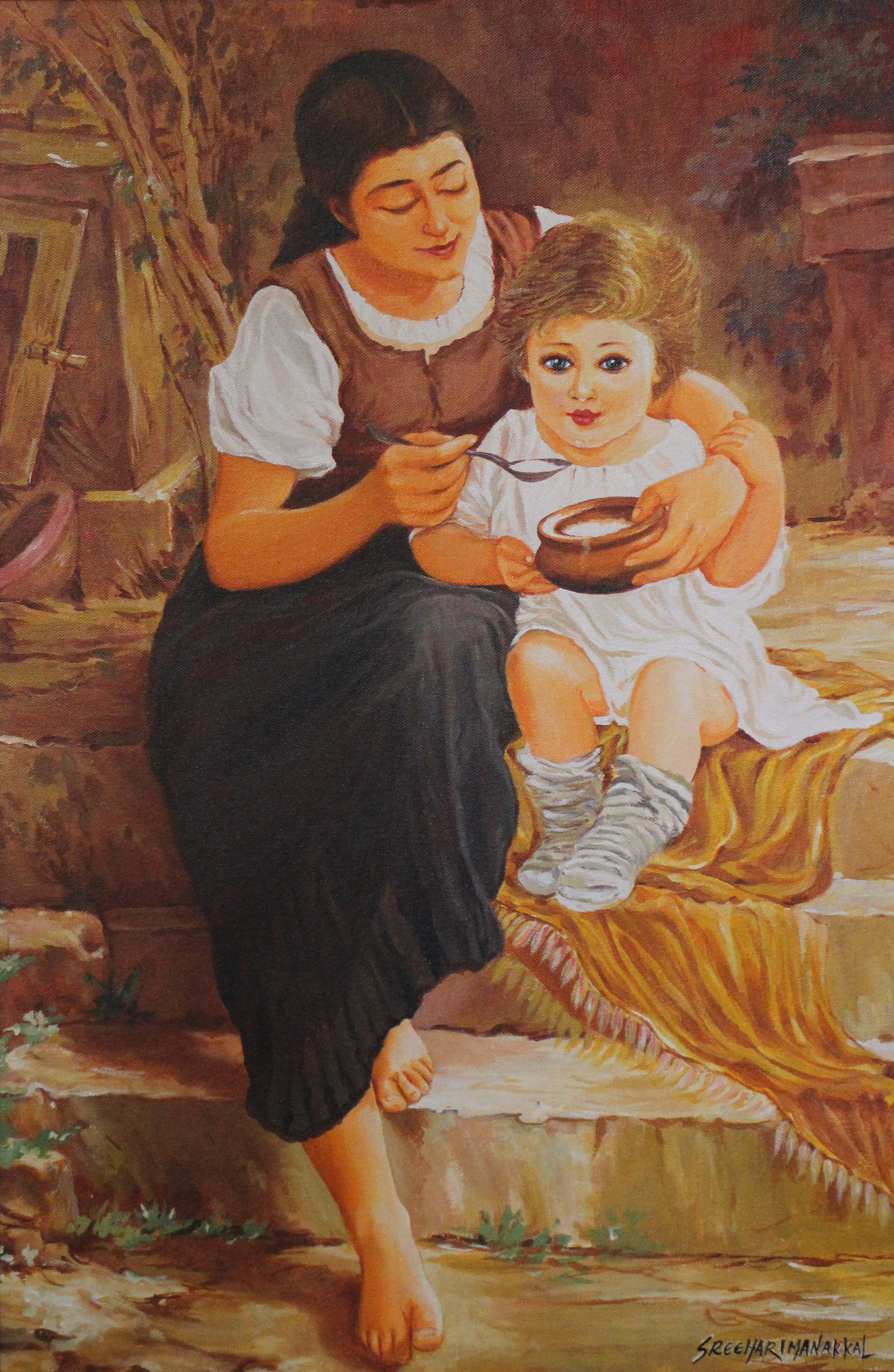 2664x4088 Buy Painting Mother And Baby Artwork No 5878 By Indian Artist - Mother Baby Painting