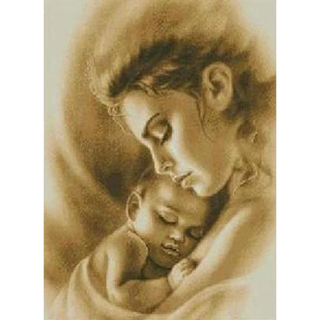 640x640 Full Square Round Diamond Embroidery Needlework Diy Diamond - Mother Baby Painting