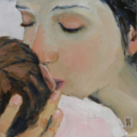 475x475 Little Joy, Mother And Child, Oil Painting Of Baby, Original - Mother Baby Painting