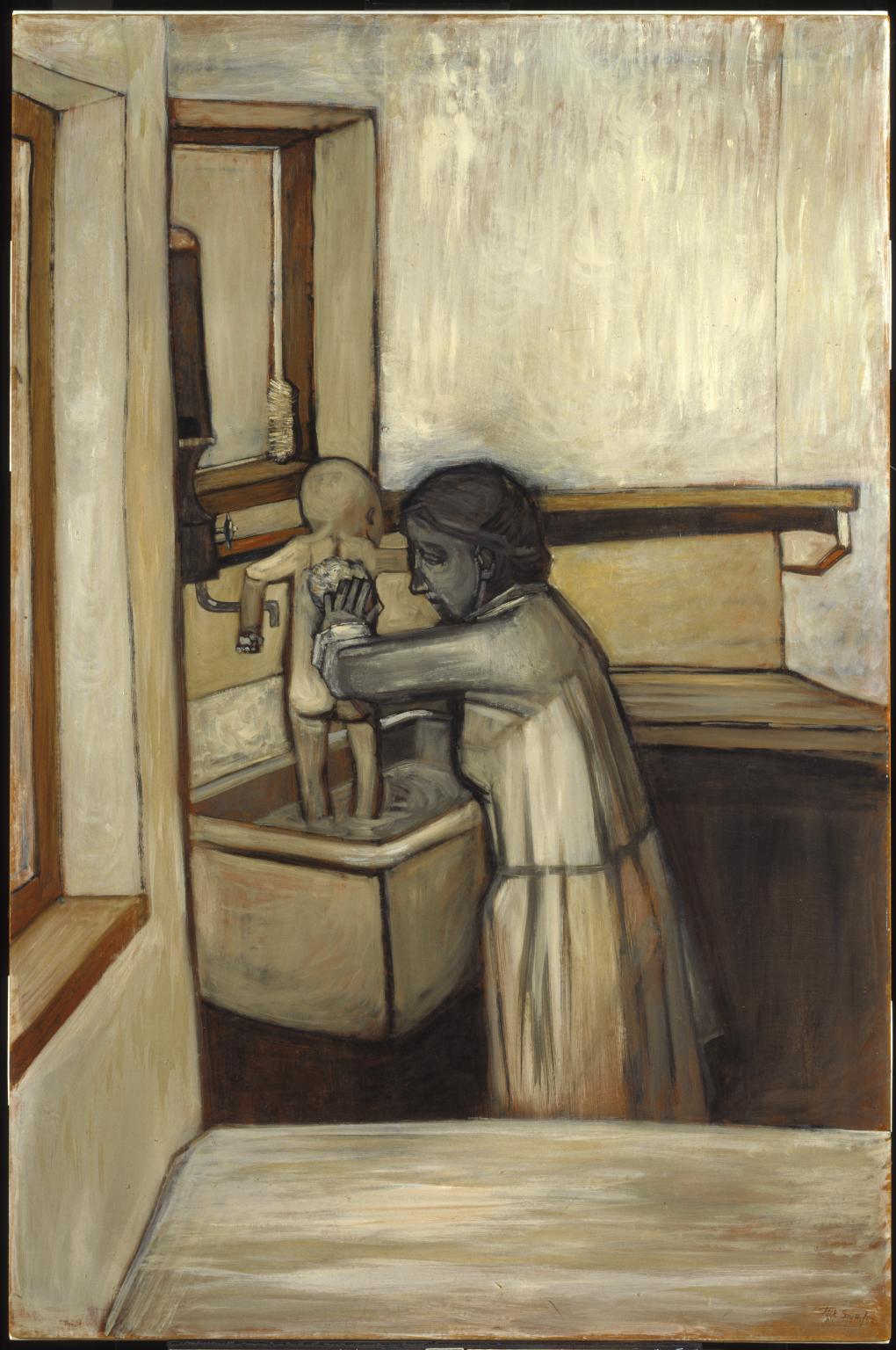 1020x1536 Mother Bathing Child', Jack Smith, 1953 Tate - Mother Bathing Child Painting