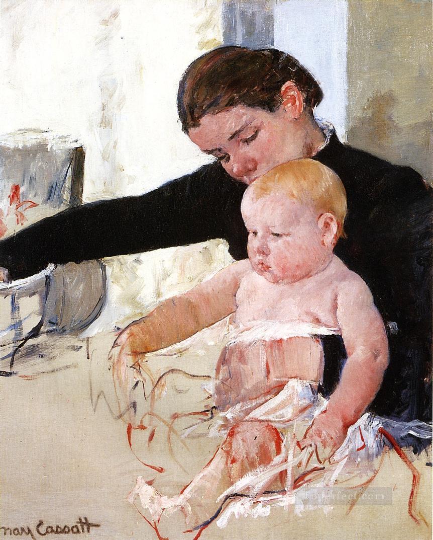 862x1073 Bathing The Young Heir Mothers Children Mary Cassatt Painting - Mother Bathing Child Painting
