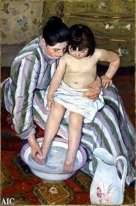 435x661 Feel Art Again The Child's Bath Mental Floss - Mother Bathing Child Painting
