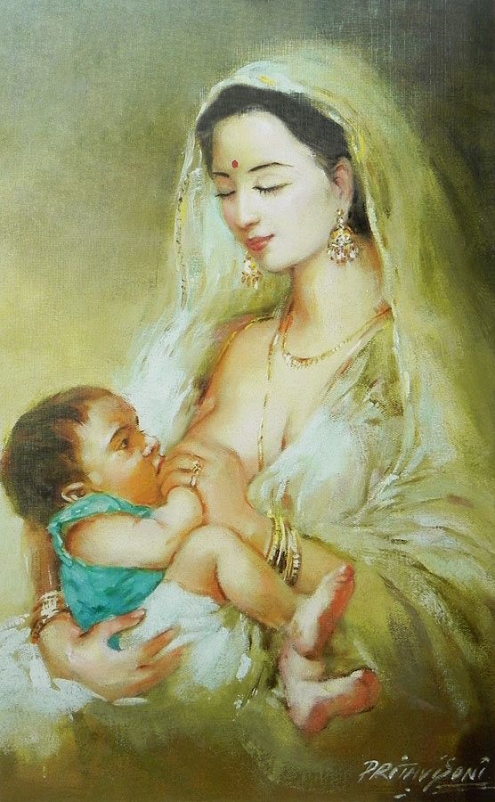 556x900 Mother And Child - Mother Child Painting