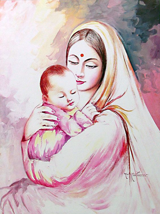 563x750 Mother And Child Indian Paintings, Child And Paintings - Mother Child Painting