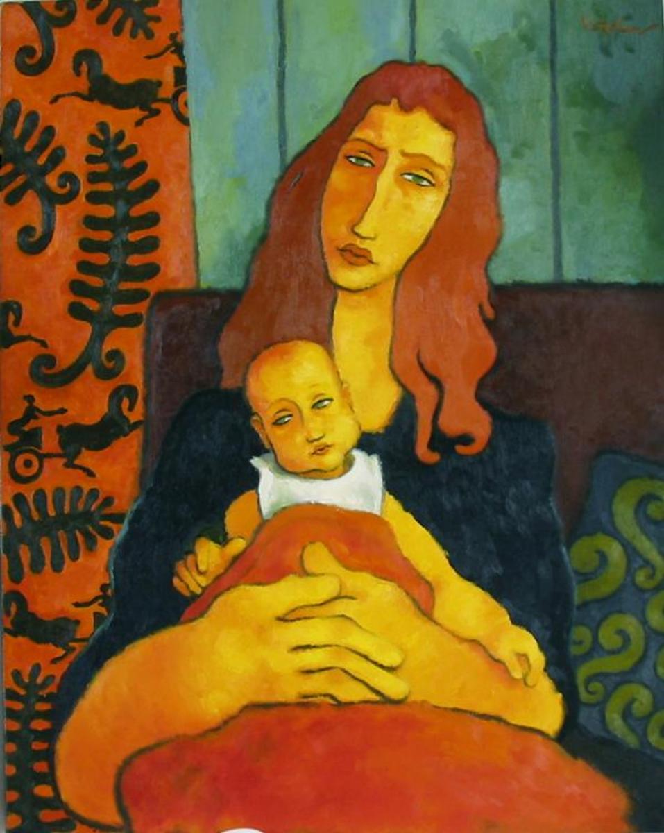 957x1200 Mother With Child - Mother Child Painting