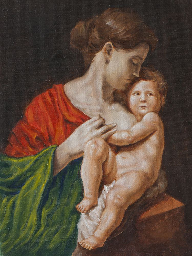 750x1000 Chic Wall Sweet Love Mother Amp Child Oil Paintings - Mother Child Painting