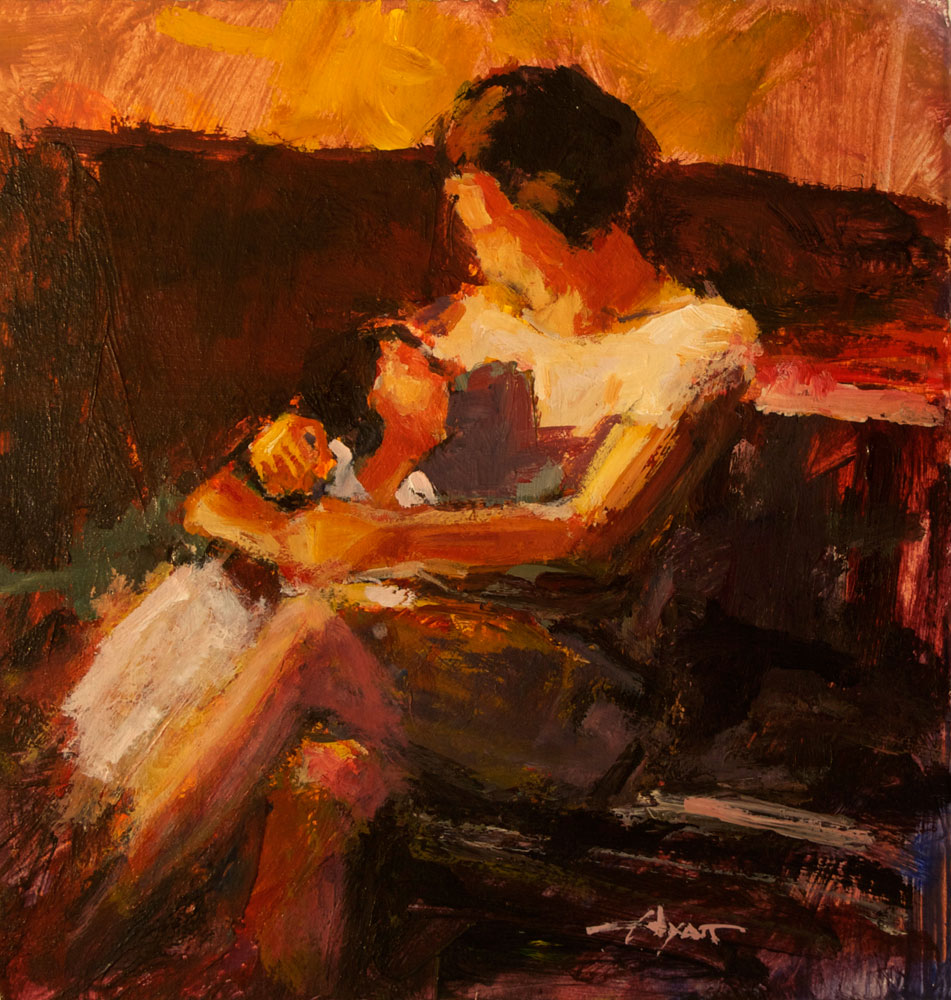951x1000 Mother Daughter By Hyatt Moore - Mother Daughter Painting
