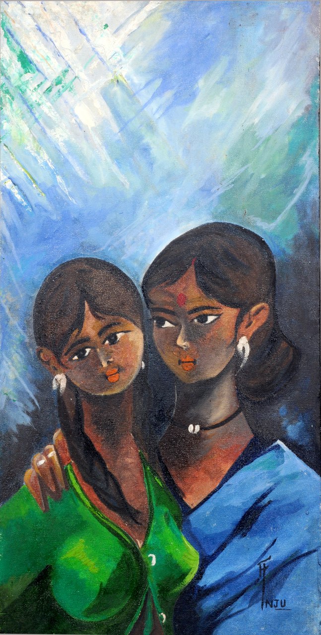 647x1280 Buy Mother And Daughter Handmade Painting By Anju Agrawal. Code - Mother Daughter Painting