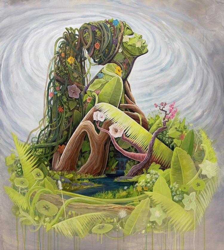 750x836 Female Portrait Series By Bk The Artist Explores Concept Of Mother - Mother Earth Painting