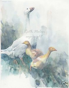 235x300 Mother Goose Mounted Painting Watercolour Print R Nolan Ebay - Mother Goose Painting