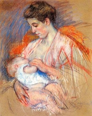 300x380 Mary Cassatt - Mother Holding Baby Painting