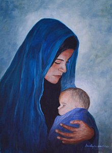 220x300 Mother Holding Baby Paintings - Mother Holding Baby Painting