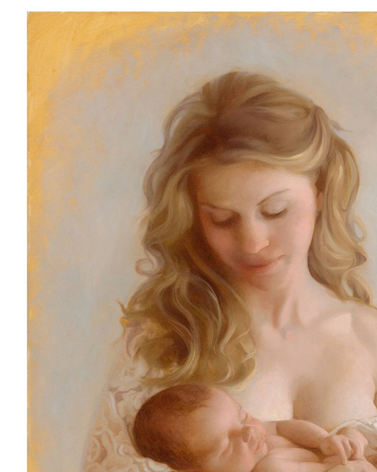 770x963 Saatchi Art Mother Holding Her Baby Painting By Nicolas Szuhodovszky - Mother Holding Baby Painting