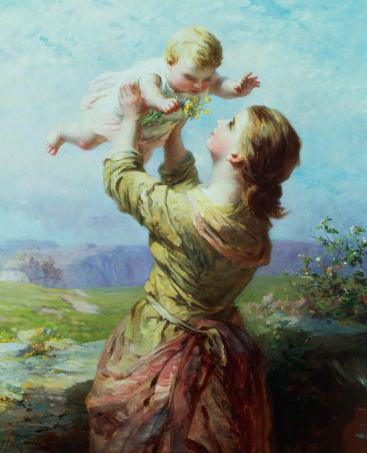 729x900 She Looks And Looks And Still With New Delight Painting By James - Mother Holding Baby Painting