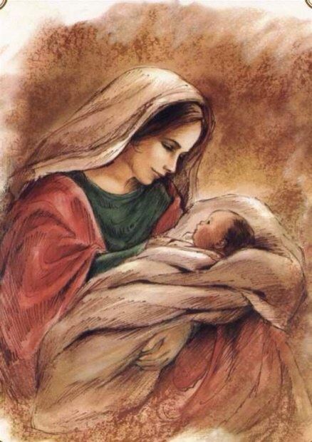 438x620 Um Feliz Natal Repleto De Harmonia. Celebrar O Natal Crer Na - Mother Holding Baby Painting