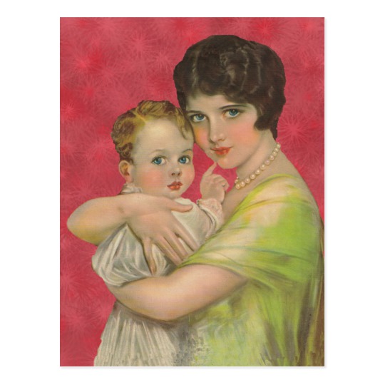 540x540 Vintage 1930's Mother Holding Baby Mother's Day Postcard - Mother Holding Baby Painting