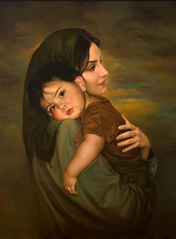 708x960 560 Best Motherhood Is A Blessing Images On Mothers - Mother Holding Baby Painting