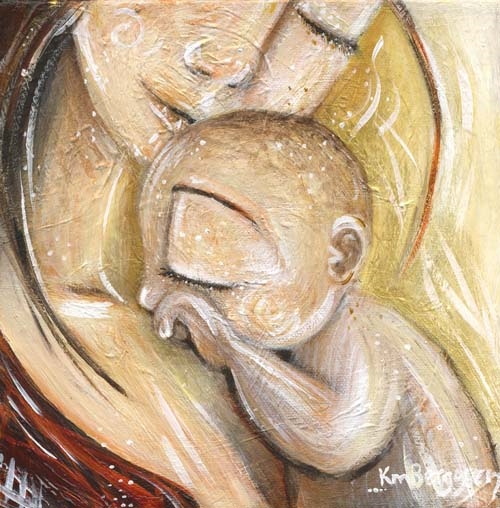 500x508 New Baby, Birth, New Mom, New Mother, Newborn, Infant, Brand New - Mother Holding Baby Painting