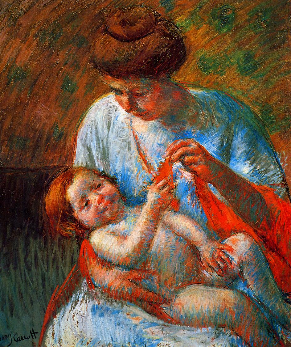 944x1123 Baby Lying On His Mother's Lap Reaching To Hold A Scarf 1914 - Mother Holding Baby Painting