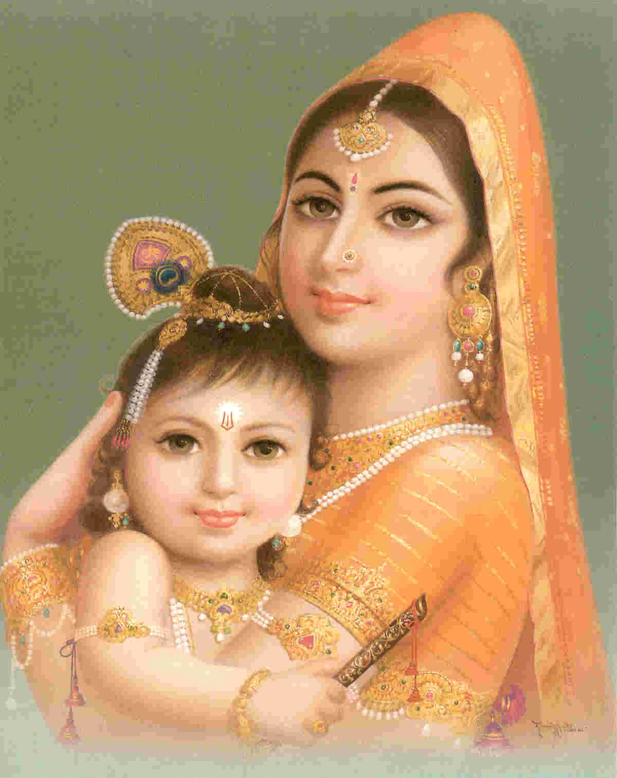 1200x1513 Krishna Print Forty Four - Mother Holding Baby Painting