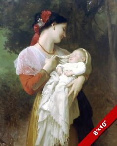 240x300 Mother Holding Adoring Sleeping Baby Boy Child Painting Art Real - Mother Holding Baby Painting