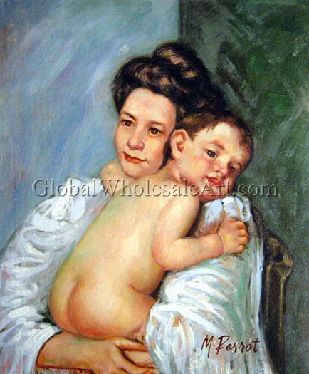 434x525 Mary Cassatt - Mother Holding Child Painting