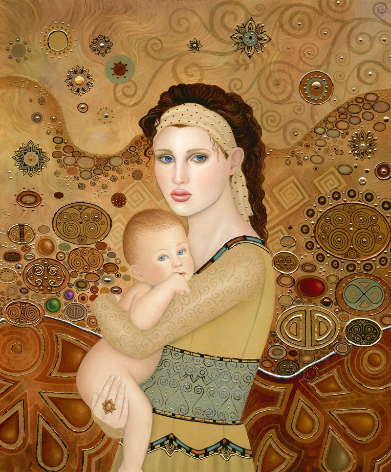 800x964 Mother And Child By Bklusk - Mother Holding Child Painting