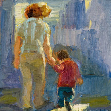 450x450 Stock Illustration - Mother Holding Child Painting