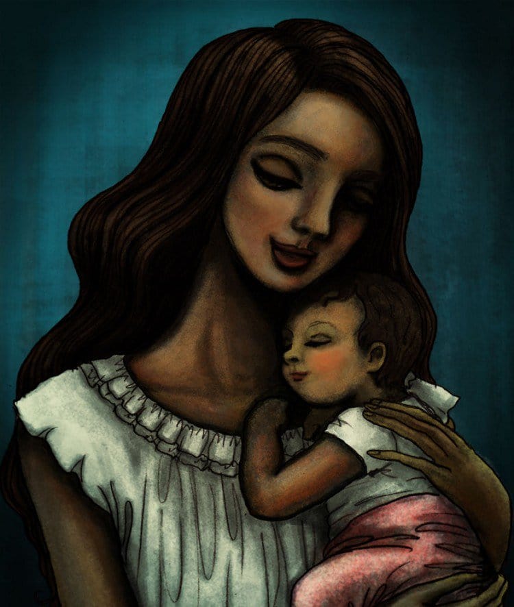 750x886 These Beautiful Images May Look Hand Painted But Are In Fact - Mother Holding Child Painting
