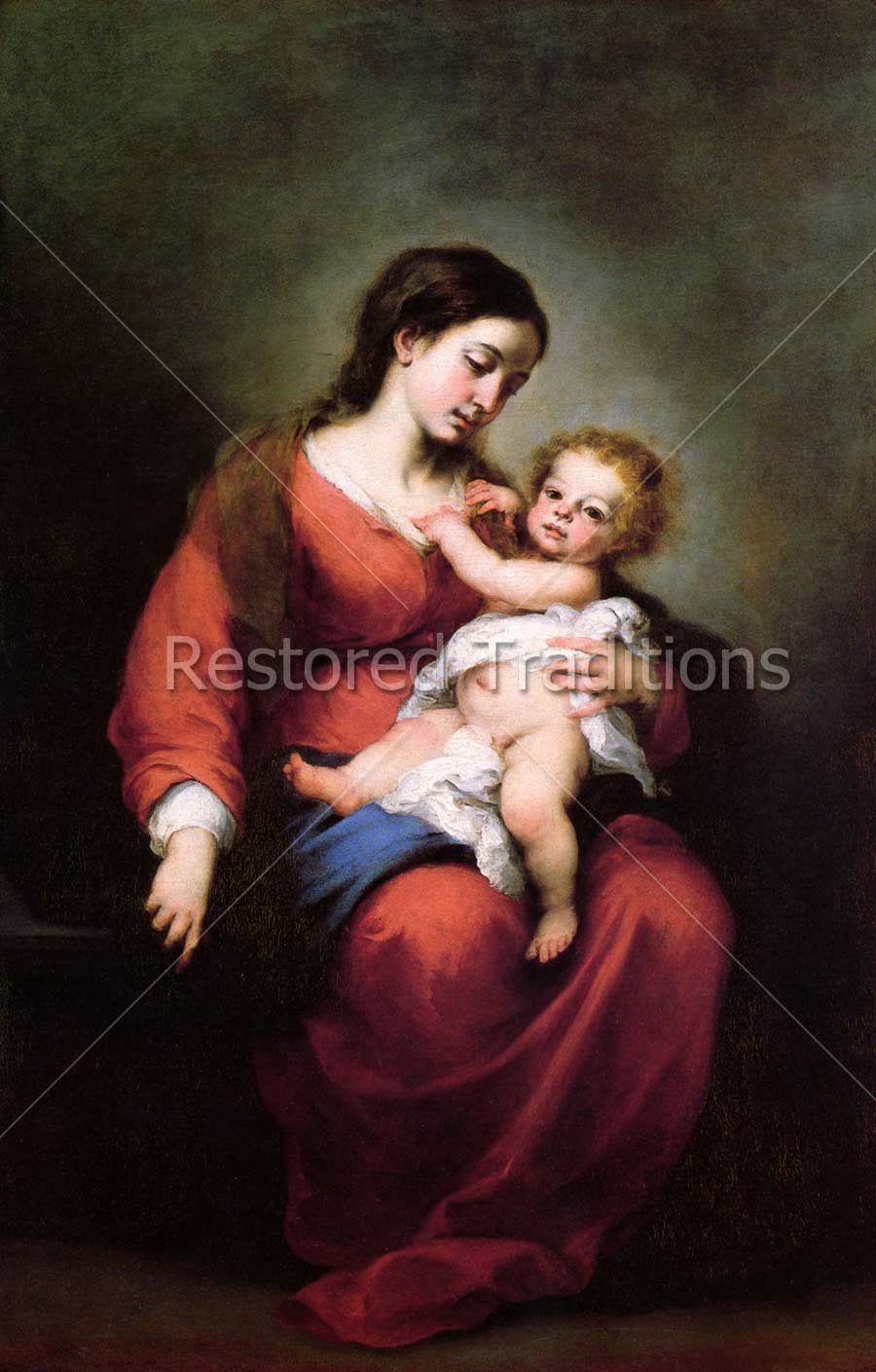 900x1409 Download Royalty Free Art Virgin Mary Amp Child Jesus By Esteban Murillo - Mother Holding Child Painting