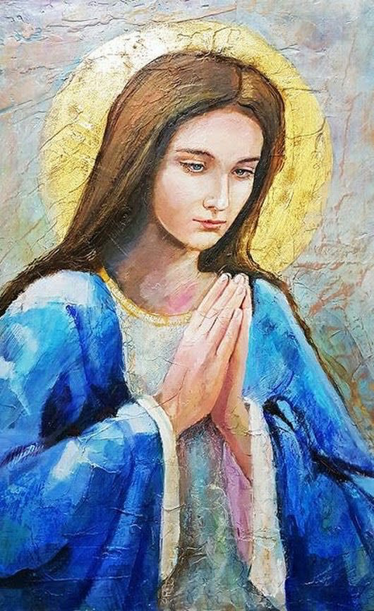530x865 Pin By Orlando Mancilla On Catholic Mary, Mother - Mother Mary Painting