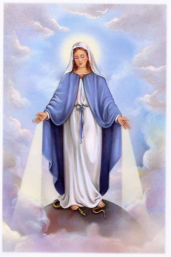 599x900 Divine Mother Mary Painting By Patrick Hoenderkamp - Mother Mary Painting