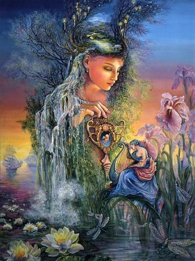 391x524 Mystical Goddess Josephine Wall, Nymphs And Imagination - Mother Nature Painting