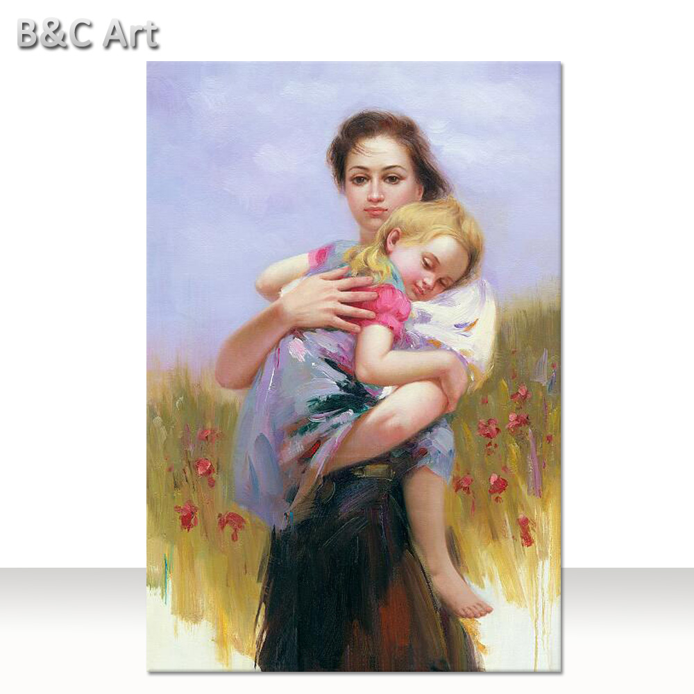 1000x1000 Mother And Children Oil Painting Abstract Modern Figure Painting - Mother Painting