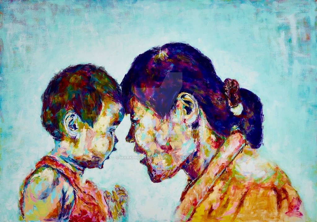 1024x715 Baby Child And Mother Painting Mark Phi Creations By - Mother Painting