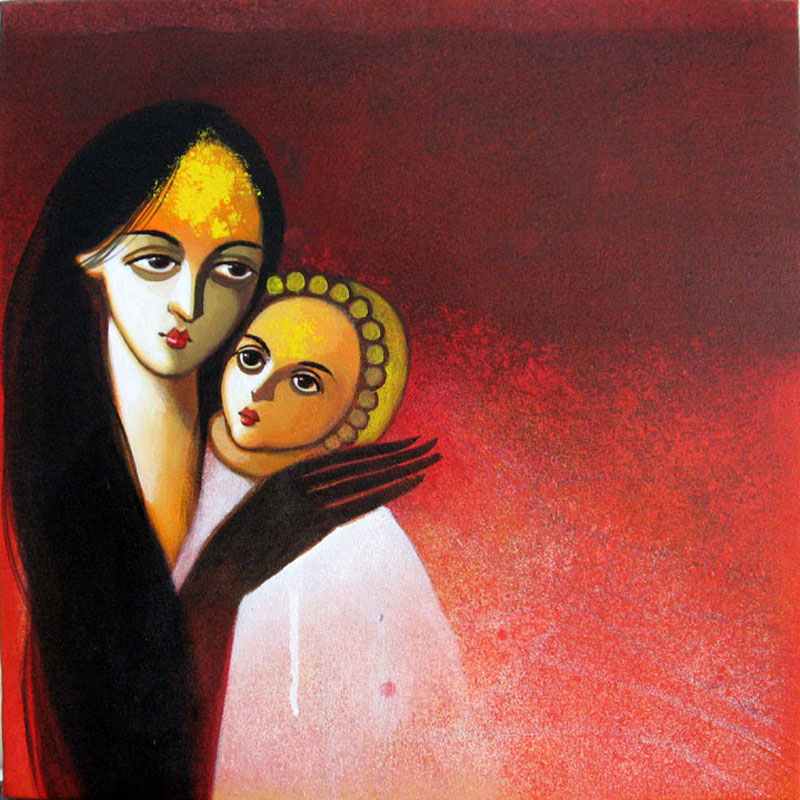 800x800 Buy Painting Mother And Child Artwork No 4484 By Indian Artist - Mother Painting