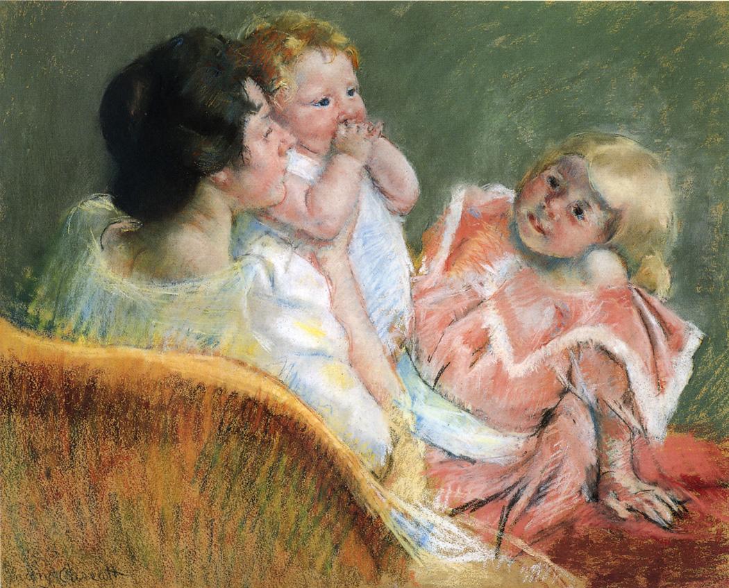 1050x847 Mother And Children 1901 Painting Mary Cassatt Oil Paintings - Mother Painting Images