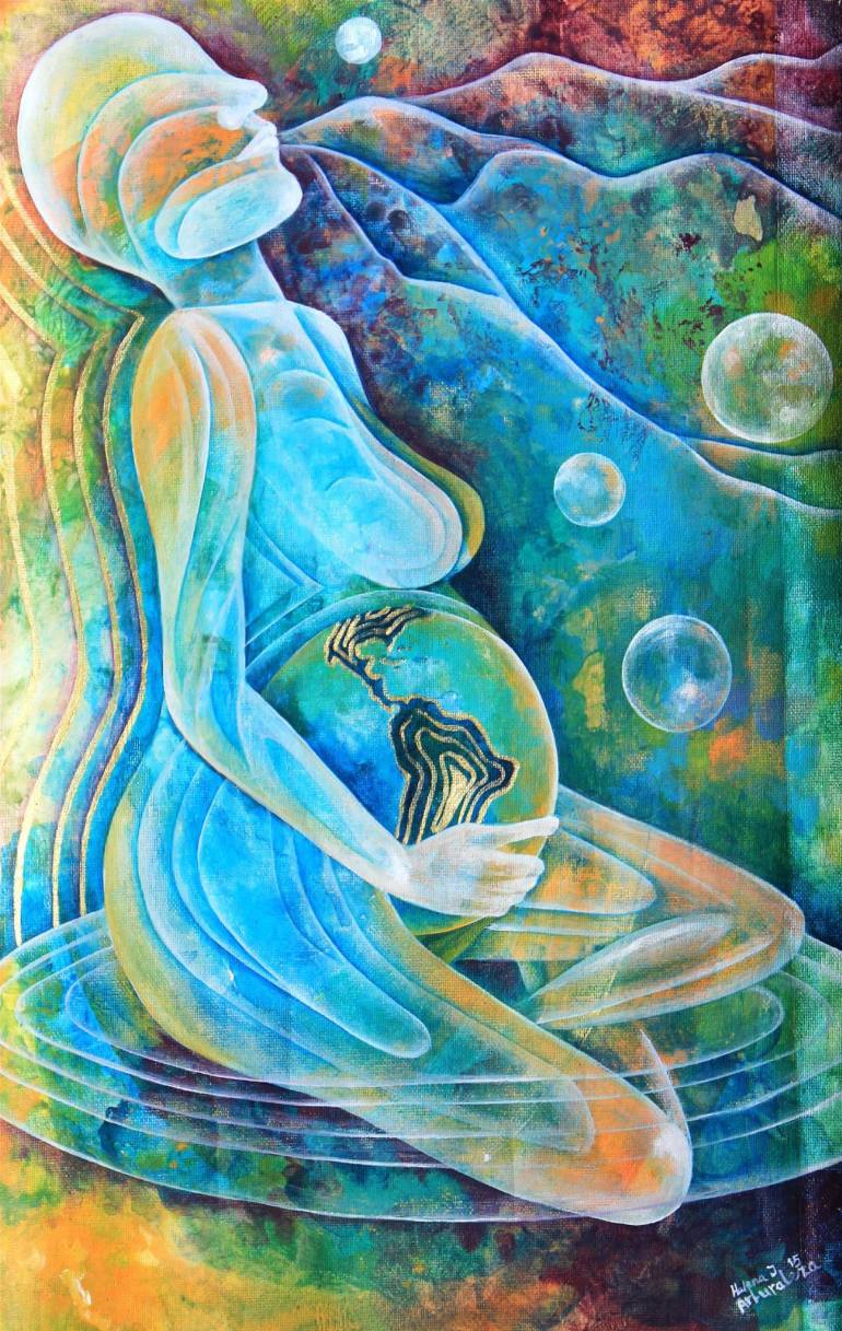770x1217 Saatchi Art Mother Giving Birth To The Earth Painting By Helena - Mother Painting Images