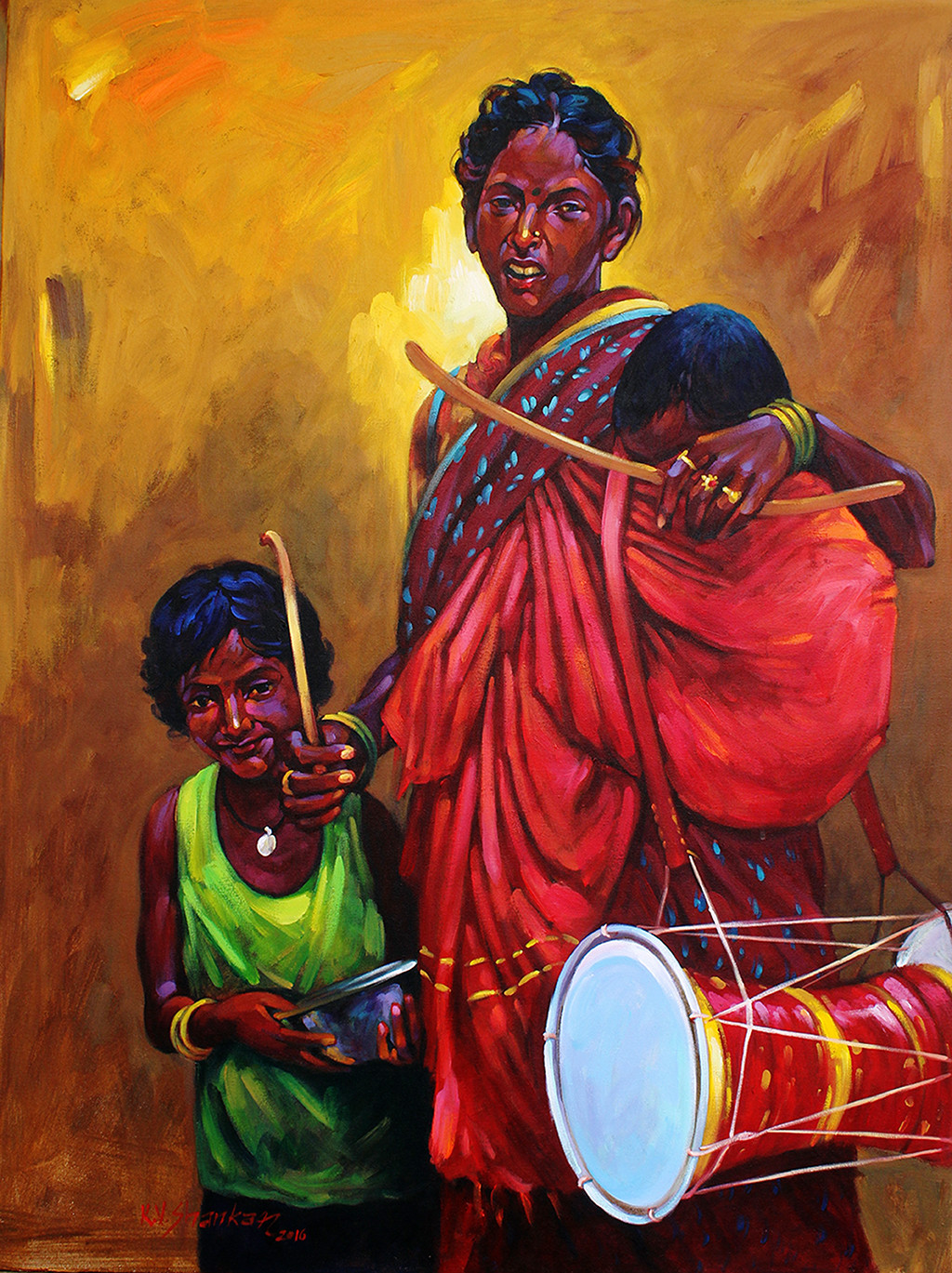1024x1369 Mother Amp Child 1 By Artist K V Shankar Expressionism, Painting - Mother Painting Images