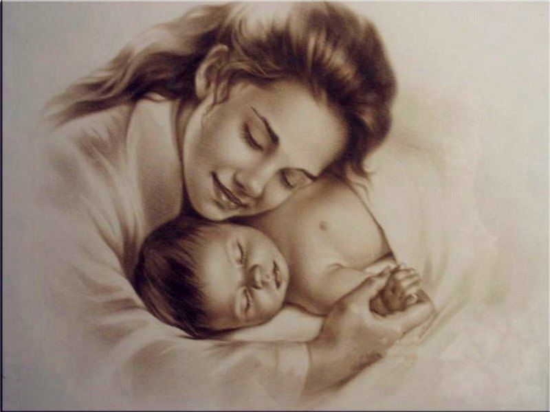 800x600 Full,diamond Embroidery,mother And Baby,5d,diamond Painting,cross - Mother Painting Images