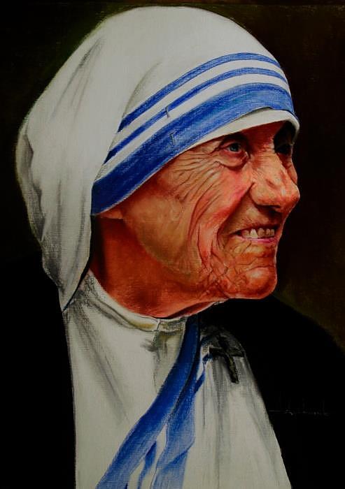 493x700 Mother Teresa Painting By Ashok Karnik - Mother Teresa Painting