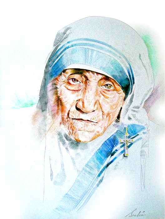 528x700 Mother Teresa Painting By Sachin Parelkar - Mother Teresa Painting